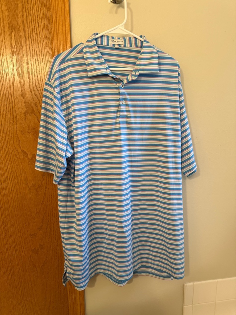 Peter Millar Summer Comfort Polo Shirt Mens xl Blue Striped Golf Performance